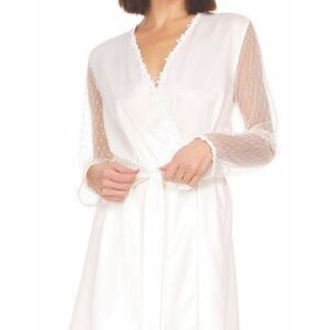 Flora Nikrooz Showstopper Charmeuse Cover-Up Robe sz Small